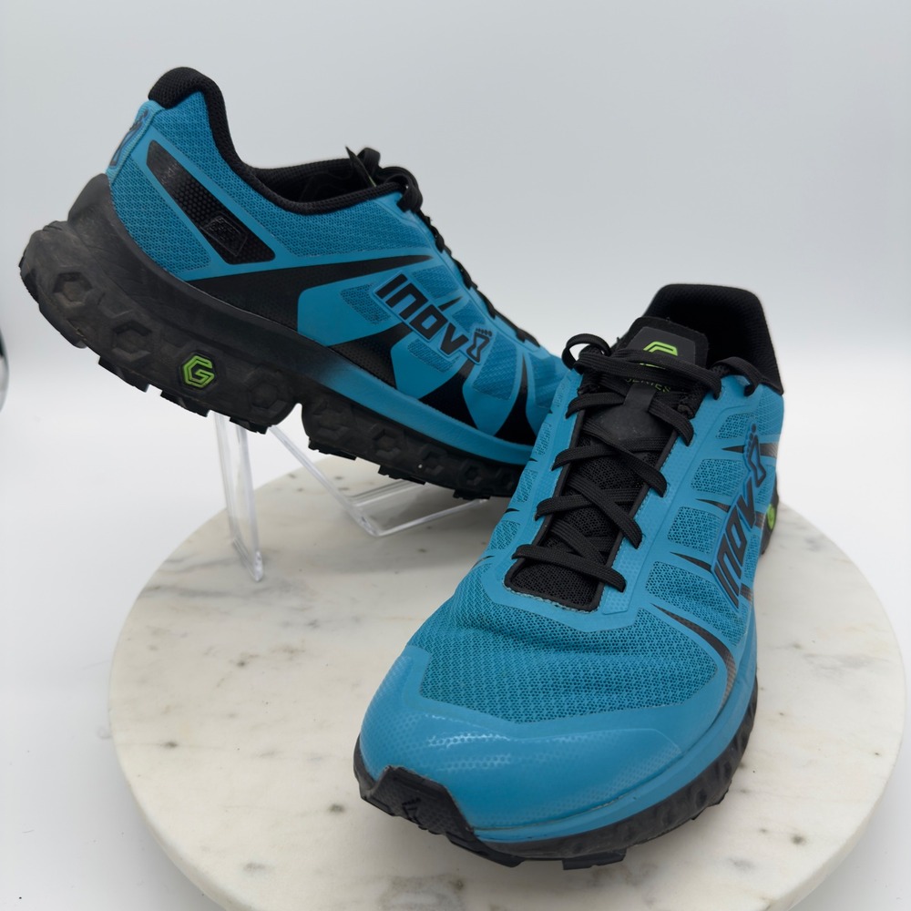 Inov8 Trailfly Ultra G 300 Max Mens 12 Blue Black Graphene Trail Running Shoes